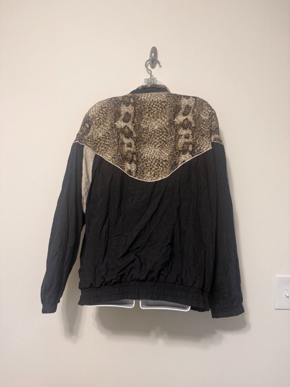 Vintage Active Frontier Snakeskin Colorblock Windbreaker Jacket XL 80s 90s - Picture 3 of 10